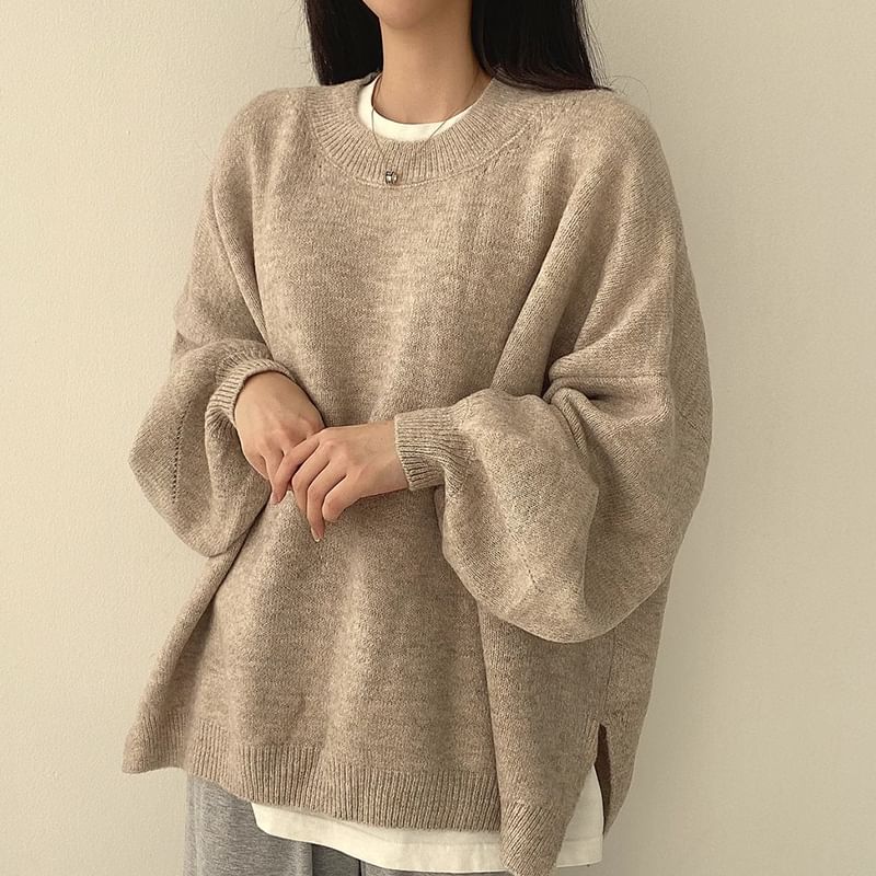 Crew Neck Plain Oversized Sweater