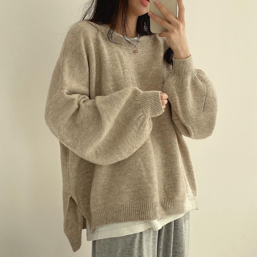 Crew Neck Plain Oversized Sweater