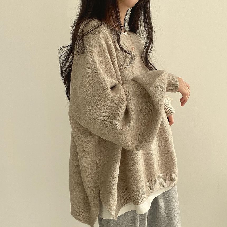 Crew Neck Plain Oversized Sweater