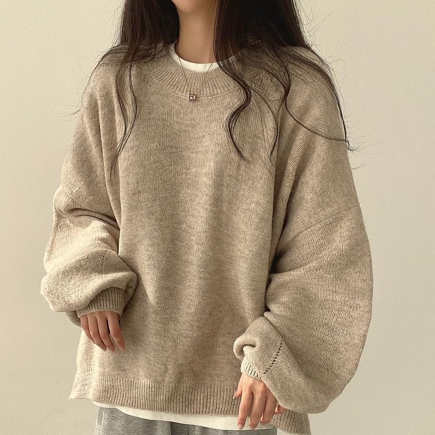 Crew Neck Plain Oversized Sweater