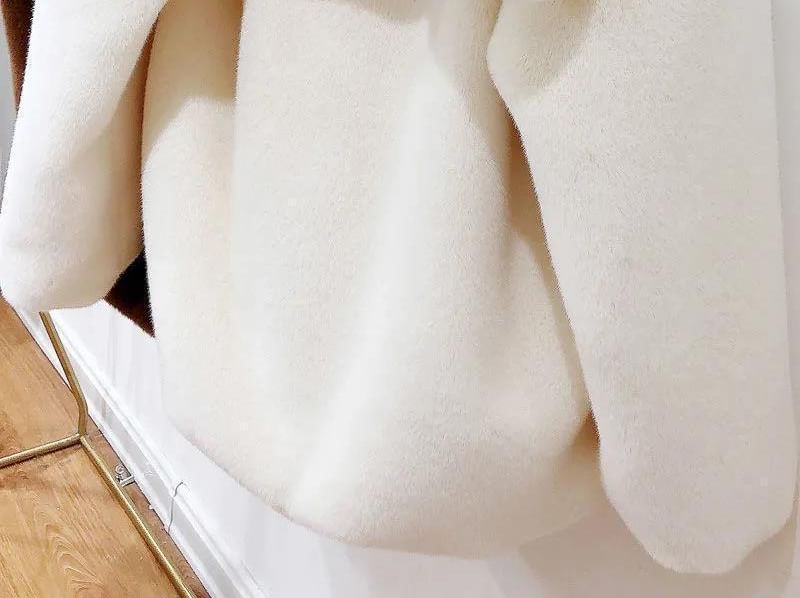 Plain Bear Ear Hood Faux Fur Zip Jacket