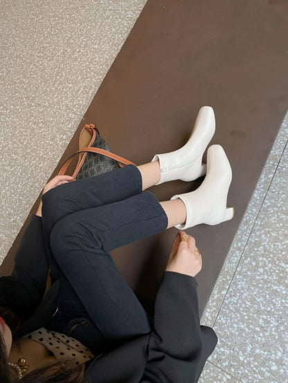 Fleece Lined High Heel Short Boots