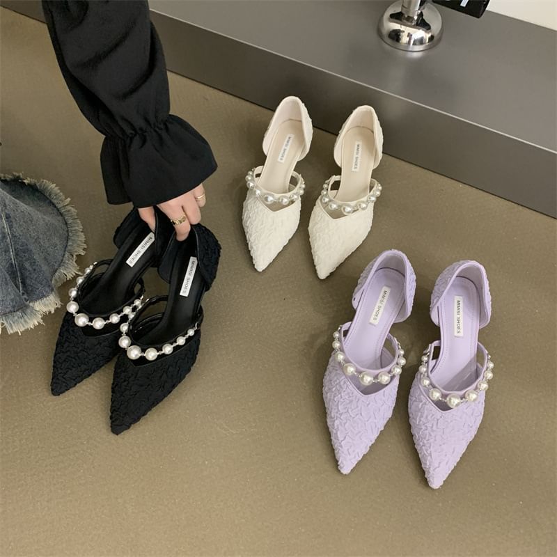 High Heel Faux Pearl Pumps