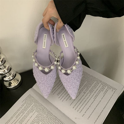 High Heel Faux Pearl Pumps