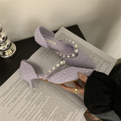 High Heel Faux Pearl Pumps