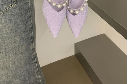 High Heel Faux Pearl Pumps