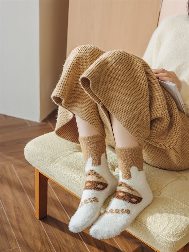 Bear Print Fleece Socks