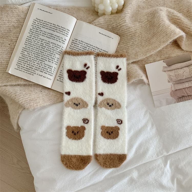 Bear Print Fleece Socks