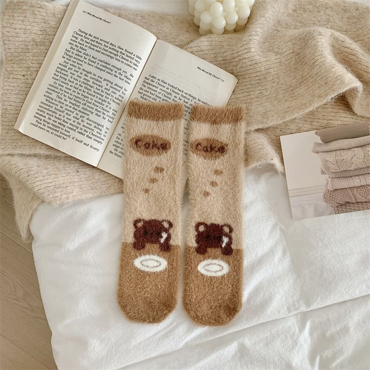 Bear Print Fleece Socks