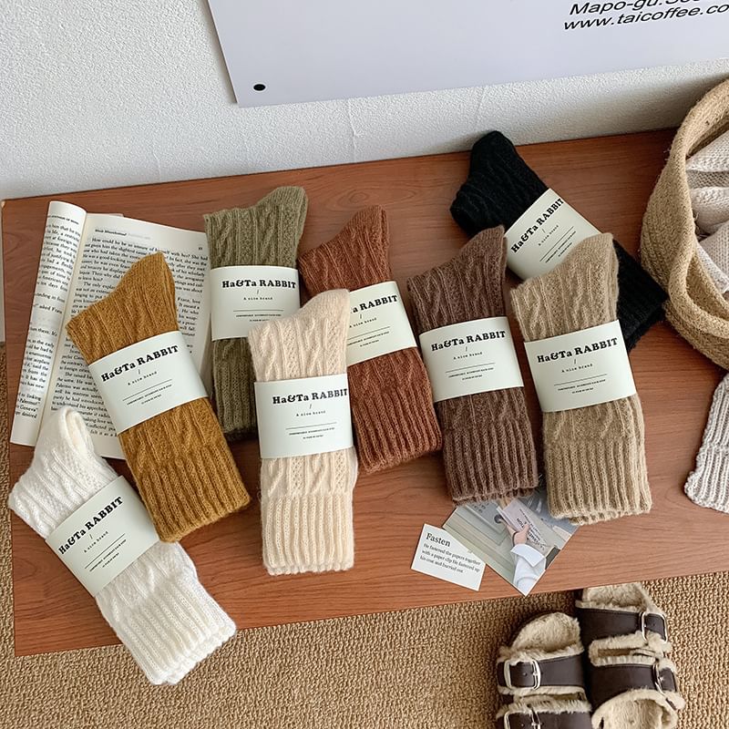 Plain Cable Knit Socks