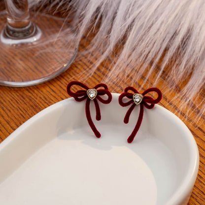 Rhinestone Bow Stud Earring