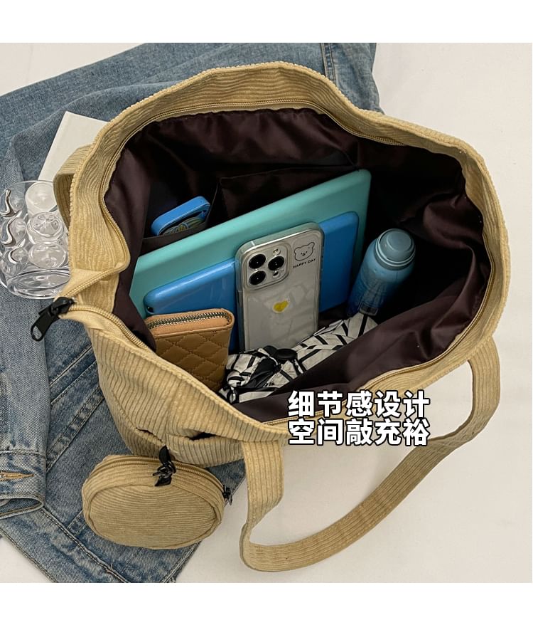 Set: Lettering Corduroy Tote Bag + Coin Purse Egirldoll