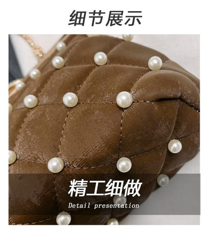 Faux Pearl Chain Strap Crossbody Bag