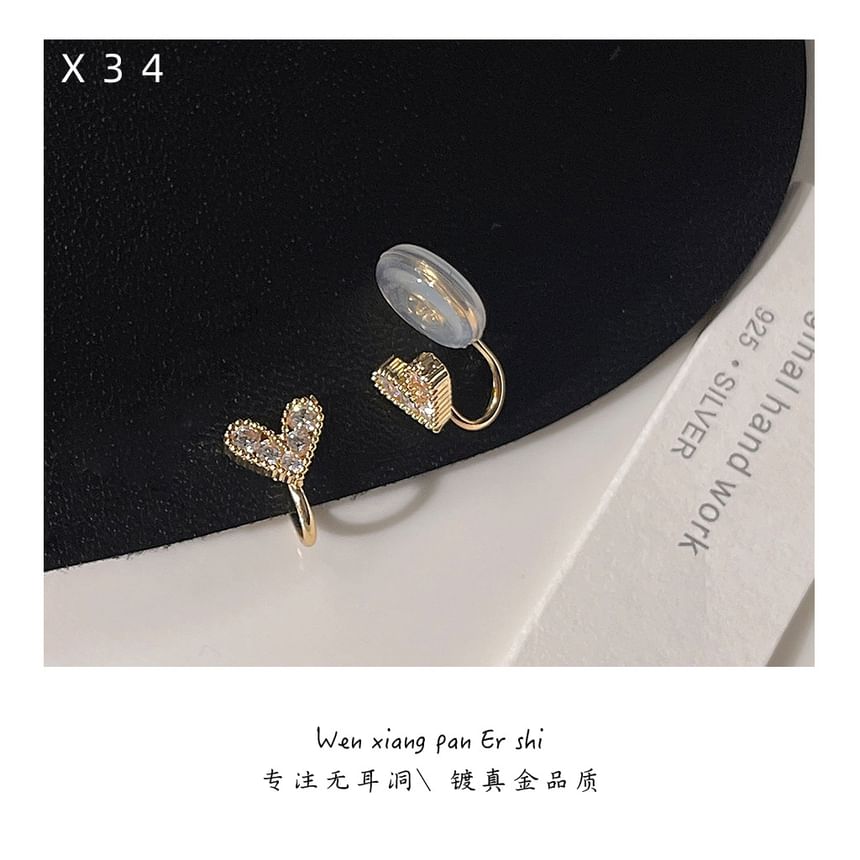 Heart Cuff Alloy Ear Rhinestone