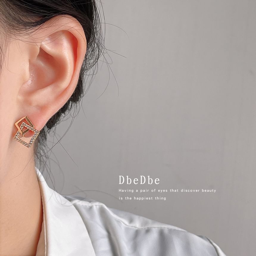Alloy Rhinestone Ear Cuff Square