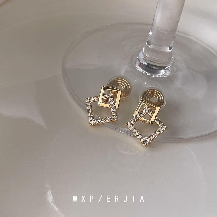 Alloy Rhinestone Ear Cuff Square