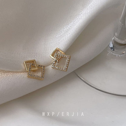 Alloy Rhinestone Ear Cuff Square