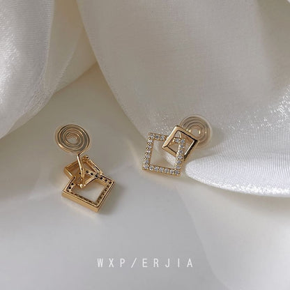 Alloy Rhinestone Ear Cuff Square