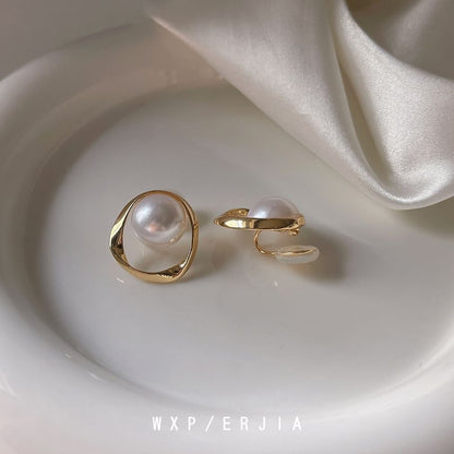 Hoop Ear Alloy Faux Pearl Cuff