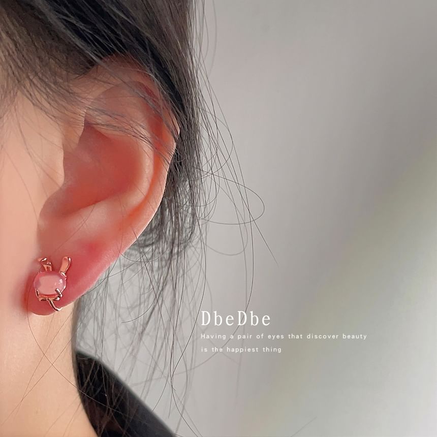 Rabbit Ear Gemstone Cuff Alloy Faux