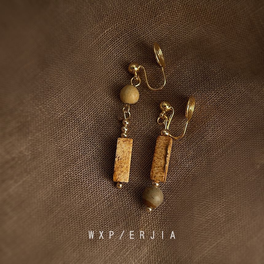 Alloy Ear Asymmetrical Gemstone Faux Cuff Dangle