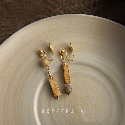 Alloy Ear Asymmetrical Gemstone Faux Cuff Dangle