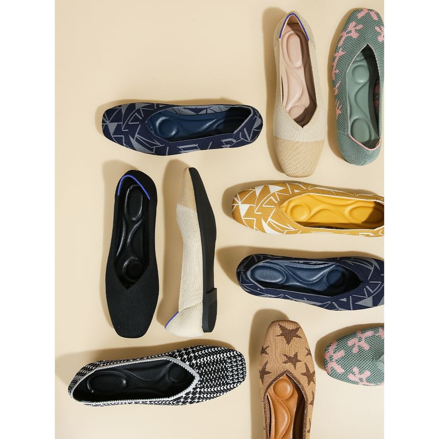 Square Toe Woven Flats