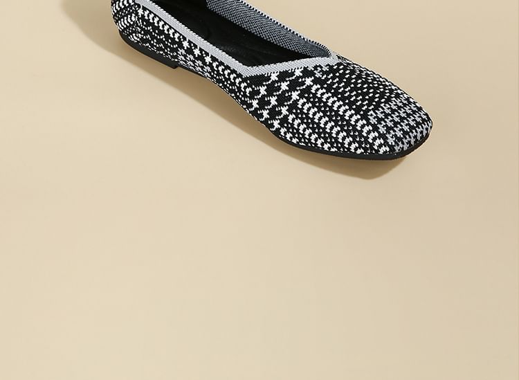 Square Toe Woven Flats