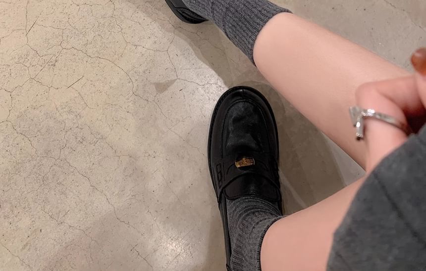 Leather Loafers Accent Faux Metal