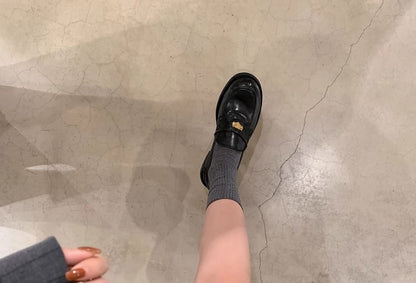 Leather Loafers Accent Faux Metal