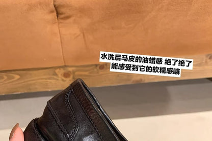 Leather Loafers Accent Faux Metal