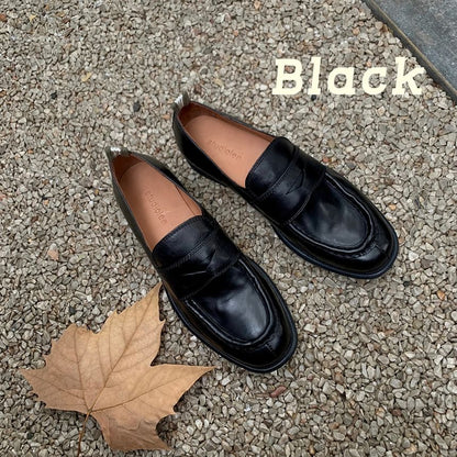 Genuine Leather Plain Loafers