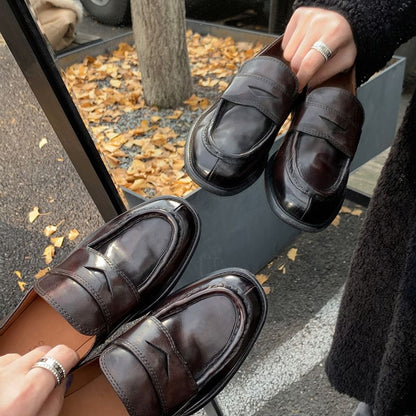 Genuine Leather Plain Loafers