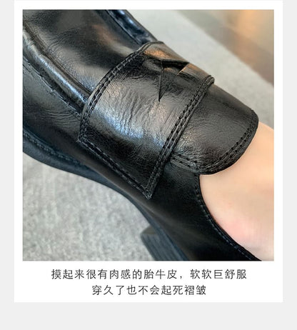 Genuine Leather Plain Loafers