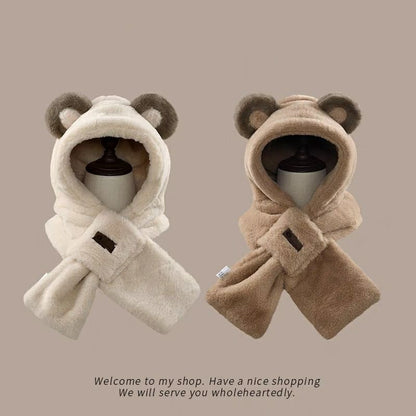 Bear Ear Scarfed Trapper Hat