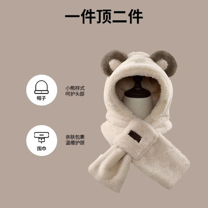 Bear Ear Scarfed Trapper Hat