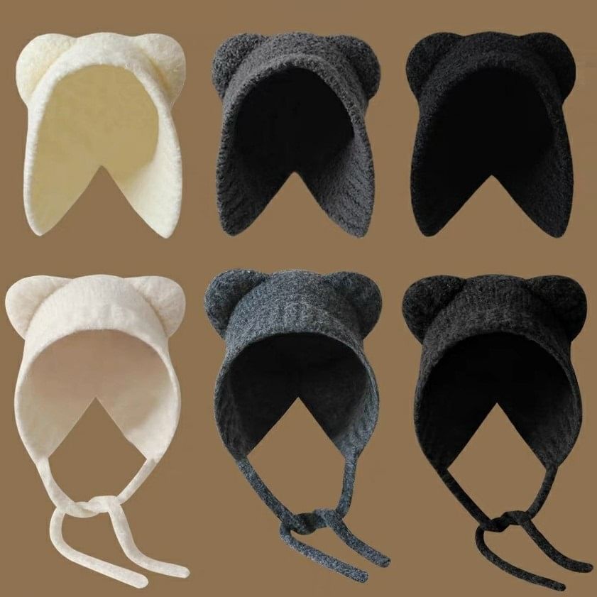 Bear Ear Fleece Bonnet Hat