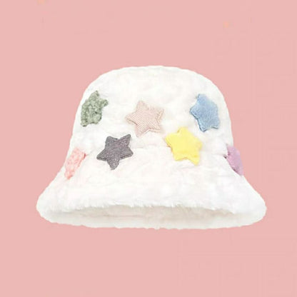 Star Applique Fleece Bucket Hat