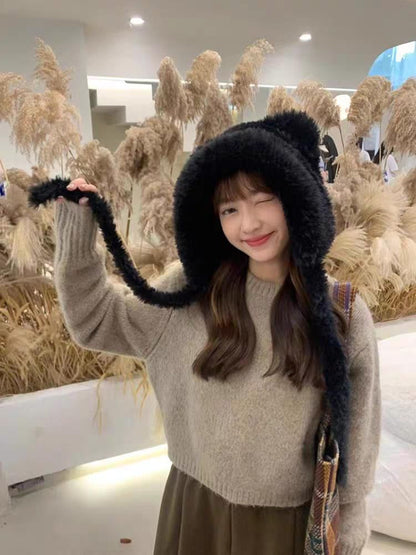 Bear Ear Fleece Trapper Hat