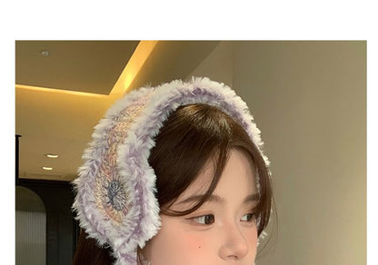 Melange Panel Fluffy Knit Earmuffs