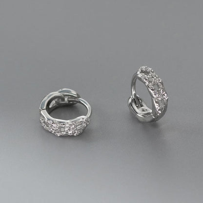 Sterling Silver Rhinestone Huggie Earring