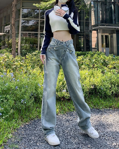 Washed Fit Jeans Rise Mid Loose