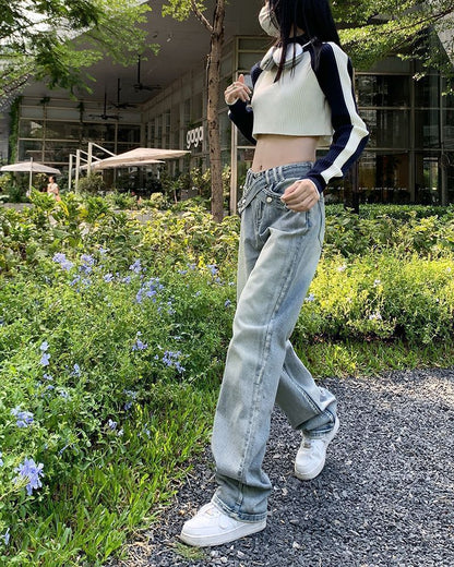 Washed Fit Jeans Rise Mid Loose