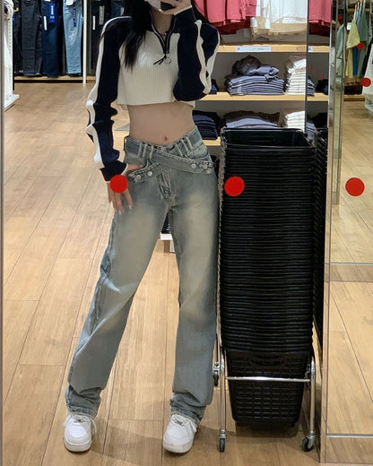 Washed Fit Jeans Rise Mid Loose