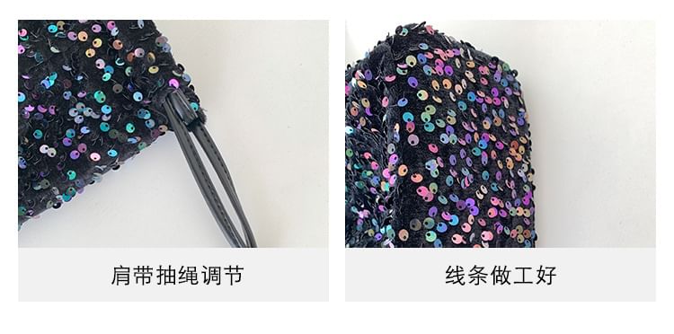 Sequin Drawstring Crossbody Bag