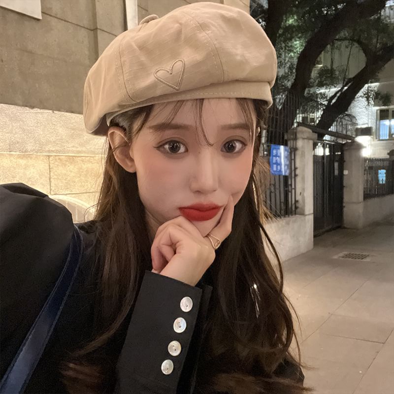 Heart Beret Embroidered