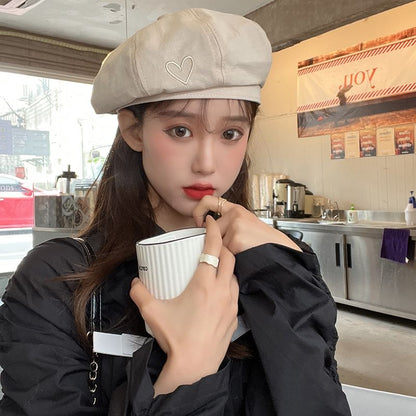 Heart Beret Embroidered