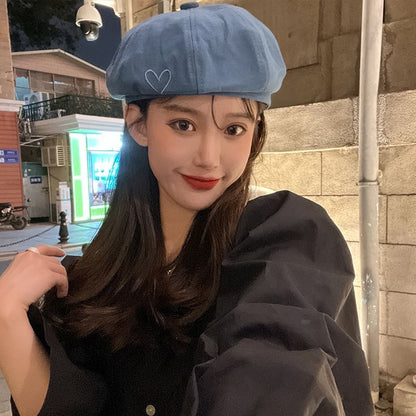 Heart Beret Embroidered