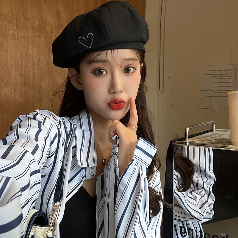 Heart Beret Embroidered