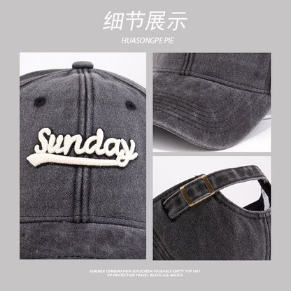 Letter Embroidered Washed Cap